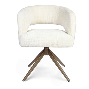 Dining Chair – Armrests, Bronze Frame, Cream White – Demi | Starfurn