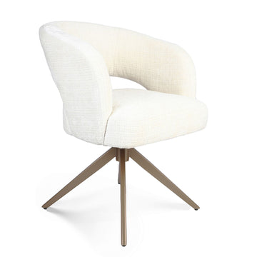 Dining Chair – Armrests, Bronze Frame, Cream White – Demi | Starfurn