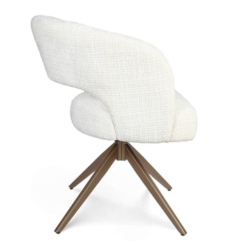 Dining Chair – Armrests, Bronze Frame, Cream White – Demi | Starfurn