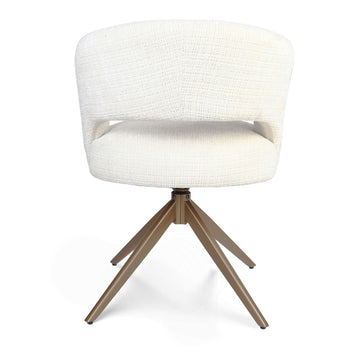 Dining Chair – Armrests, Bronze Frame, Cream White – Demi | Starfurn