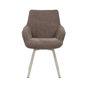 Esszimmerstuhl – Drehfunktion, Armlehnen, brauner Stoff, Metallgestell – Mees | Starfurn