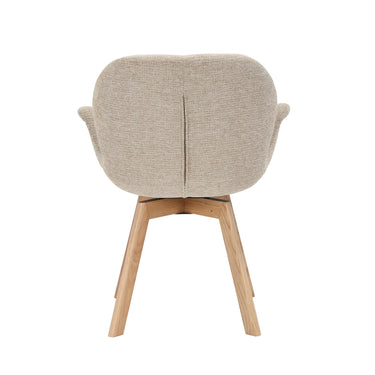 Dining Chair – Light Brown Fabric, Curved Armrests, Swivel Function – Jesse | Starfurn