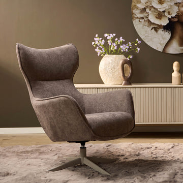 Armchair – Brown cover, swivel function, metal frame – Julia | Starfurn