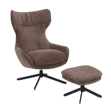 Armchair – Violet Upholstery, Swivel Function, Black Metal – Olivia | Starfurn