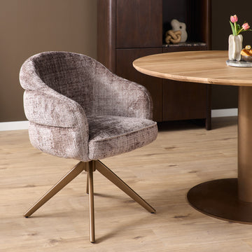Dining Chair – Bronze Frame, Armrests, Swivel Function – Bella | Starfurn