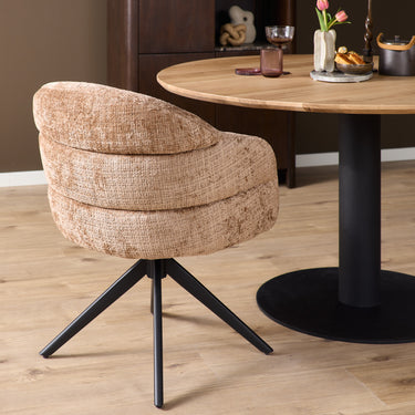 Dining Chair – Armrests, Swivel Function, Black Frame – Bella | Starfurn
