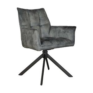 Esszimmerstuhl – Hellblauer Samtstoff, Dreh Funktion, Metall Beine – Dani | Starfurn