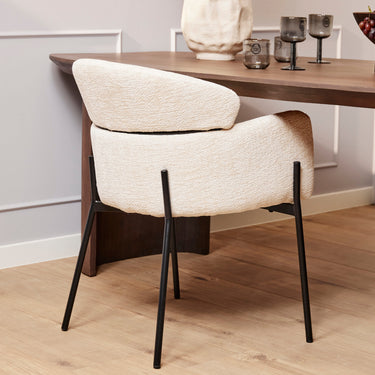 Dining Chair – Fabric, Armrests, Powder-Coated Black Metal Legs – Otis | Starfurn