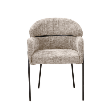 Dining chair – With armrests, fabric upholstery, black metal legs – Otis | Starfurn