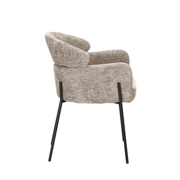 Dining chair – With armrests, fabric upholstery, black metal legs – Otis | Starfurn