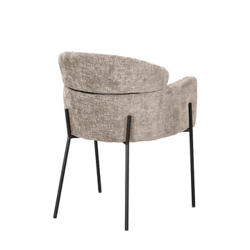 Dining chair – With armrests, fabric upholstery, black metal legs – Otis | Starfurn