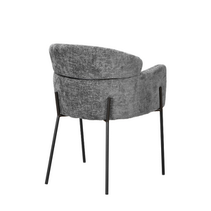 Esszimmerstuhl – Grauer Stoff, Armlehnen Design, Metall Beine – Otis | Starfurn