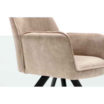 Dining Chair – Velvet Upholstery, Black Frame, Beige – Nova | Starfurn