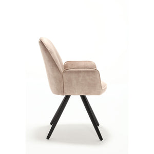 Esszimmerstuhl - Samt Beige, Metall Schwarz, Armlehne Gepolstert – Nova | Starfurn