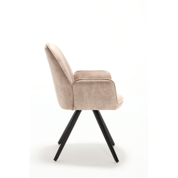 Dining Chair – Velvet Upholstery, Black Frame, Beige – Nova | Starfurn