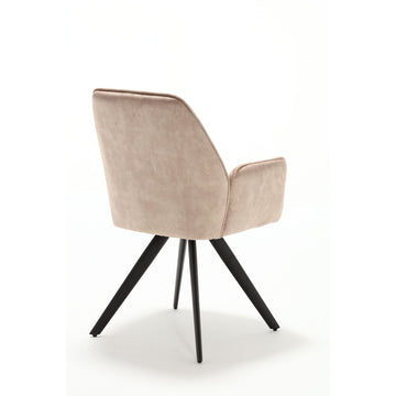 Dining Chair – Velvet Upholstery, Black Frame, Beige – Nova | Starfurn