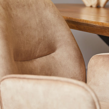 Dining Chair – Velvet Upholstery, Black Frame, Beige – Nova | Starfurn