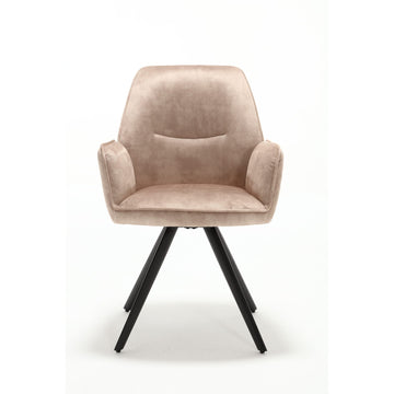 Dining Chair – Velvet Upholstery, Black Frame, Beige – Nova | Starfurn