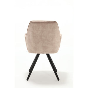 Esszimmerstuhl - Samt Beige, Metall Schwarz, Armlehne Gepolstert – Nova | Starfurn