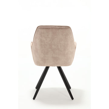 Dining Chair – Velvet Upholstery, Black Frame, Beige – Nova | Starfurn