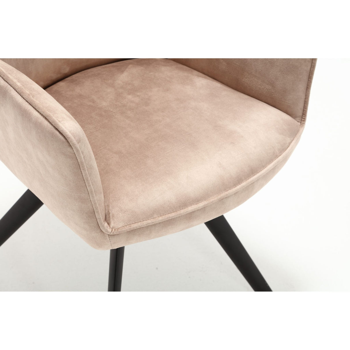 Esszimmerstuhl - Samt Beige, Metall Schwarz, Armlehne Gepolstert – Nova | Starfurn