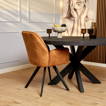 Dining Chair – Velvet Upholstery, Black Metal Legs, Comfortable Armrests – Nova | Starfurn