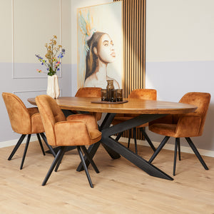 Dining Chair – Velvet Upholstery, Black Metal Legs, Comfortable Armrests – Nova | Starfurn