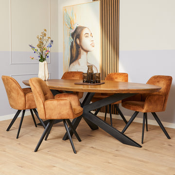 Dining Chair – Velvet Upholstery, Black Metal Legs, Comfortable Armrests – Nova | Starfurn