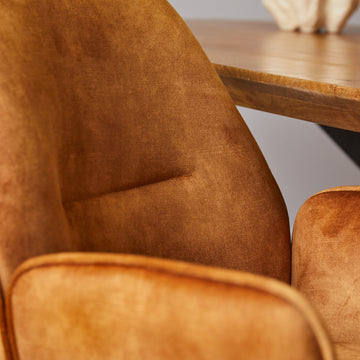 Dining Chair – Velvet Upholstery, Black Metal Legs, Comfortable Armrests – Nova | Starfurn