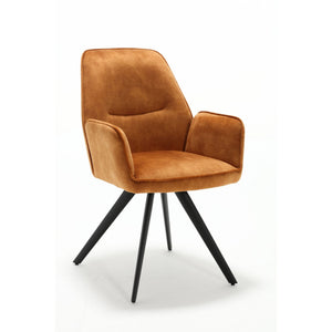 Dining Chair – Velvet Upholstery, Black Metal Legs, Comfortable Armrests – Nova | Starfurn