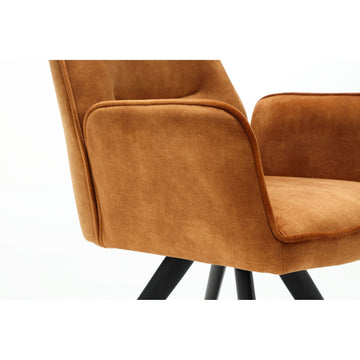 Dining Chair – Velvet Upholstery, Black Metal Legs, Comfortable Armrests – Nova | Starfurn