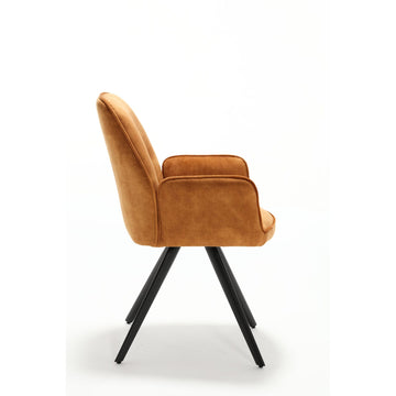 Dining Chair – Velvet Upholstery, Black Metal Legs, Comfortable Armrests – Nova | Starfurn