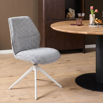 Dining Chair – Grey Upholstery, Swivel Function, Metal Frame – Hera | Starfurn