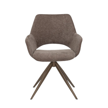 Dining Chair – Brown Cover, Swivel Function, Metal Frame – Daisy | Starfurn