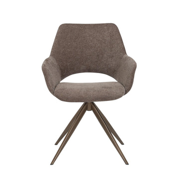 Dining Chair – Brown Cover, Swivel Function, Metal Frame – Daisy | Starfurn