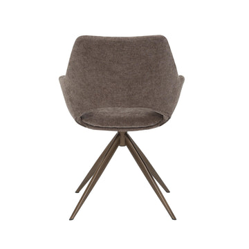 Dining Chair – Brown Cover, Swivel Function, Metal Frame – Daisy | Starfurn