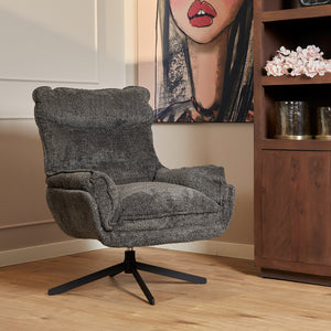 Armchair – Polyester Upholstery, Swivel Metal Frame, Dark Grey – Vera | Starfurn