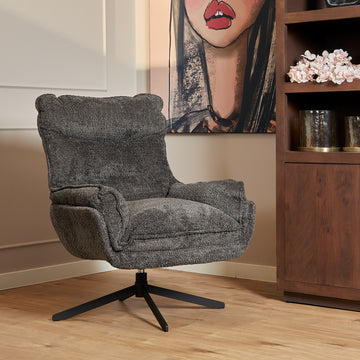 Sessel – Polyesterbezug, Drehbares Metallgestell, Dunkelgrau – Vera | Starfurn