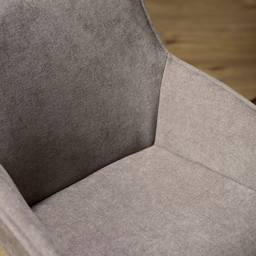 Dining Chair - Swivel Function, Taupe Fabric, Light Metal Frame, Comfort Upholstery - Mees | Starfurn