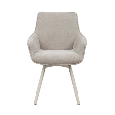 Dining Chair - Swivel Function, Taupe Fabric, Light Metal Frame, Comfort Upholstery - Mees | Starfurn