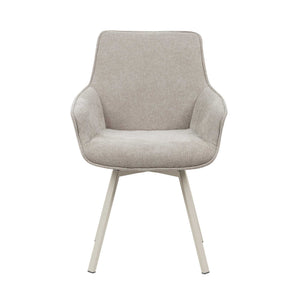 Dining Chair - Swivel Function, Taupe Fabric, Light Metal Frame, Comfort Upholstery - Mees | Starfurn