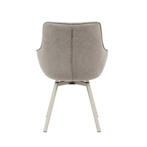 Dining Chair - Swivel Function, Taupe Fabric, Light Metal Frame, Comfort Upholstery - Mees | Starfurn