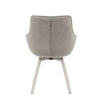 Dining Chair - Swivel Function, Taupe Fabric, Light Metal Frame, Comfort Upholstery - Mees | Starfurn