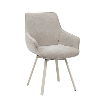 Dining Chair - Swivel Function, Taupe Fabric, Light Metal Frame, Comfort Upholstery - Mees | Starfurn