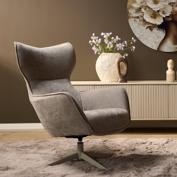 Sessel - taupe Stoffbezug, Drehfunktion, Metallbeine – Julia | Starfurn