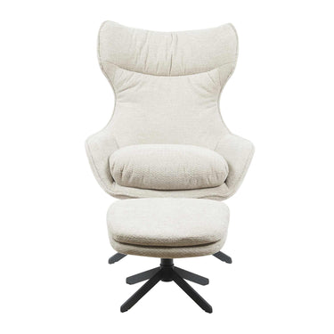 Armchair – Taupe Upholstery, Swivel Function, Matching Footstool – Olivia | Starfurn