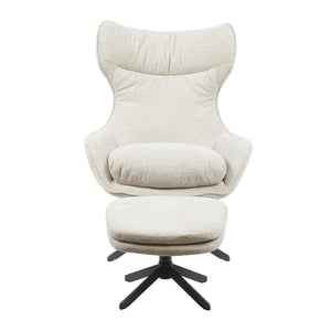 Armchair – Taupe Upholstery, Swivel Function, Matching Footstool – Olivia | Starfurn