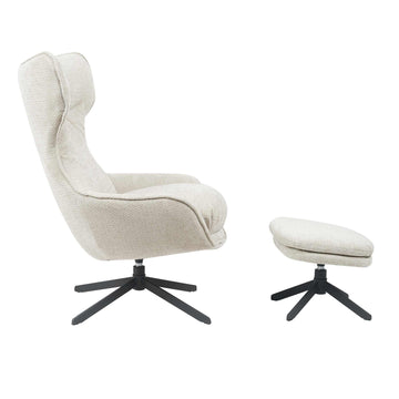 Armchair – Taupe Upholstery, Swivel Function, Matching Footstool – Olivia | Starfurn