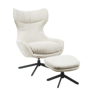 Armchair – Taupe Upholstery, Swivel Function, Matching Footstool – Olivia | Starfurn