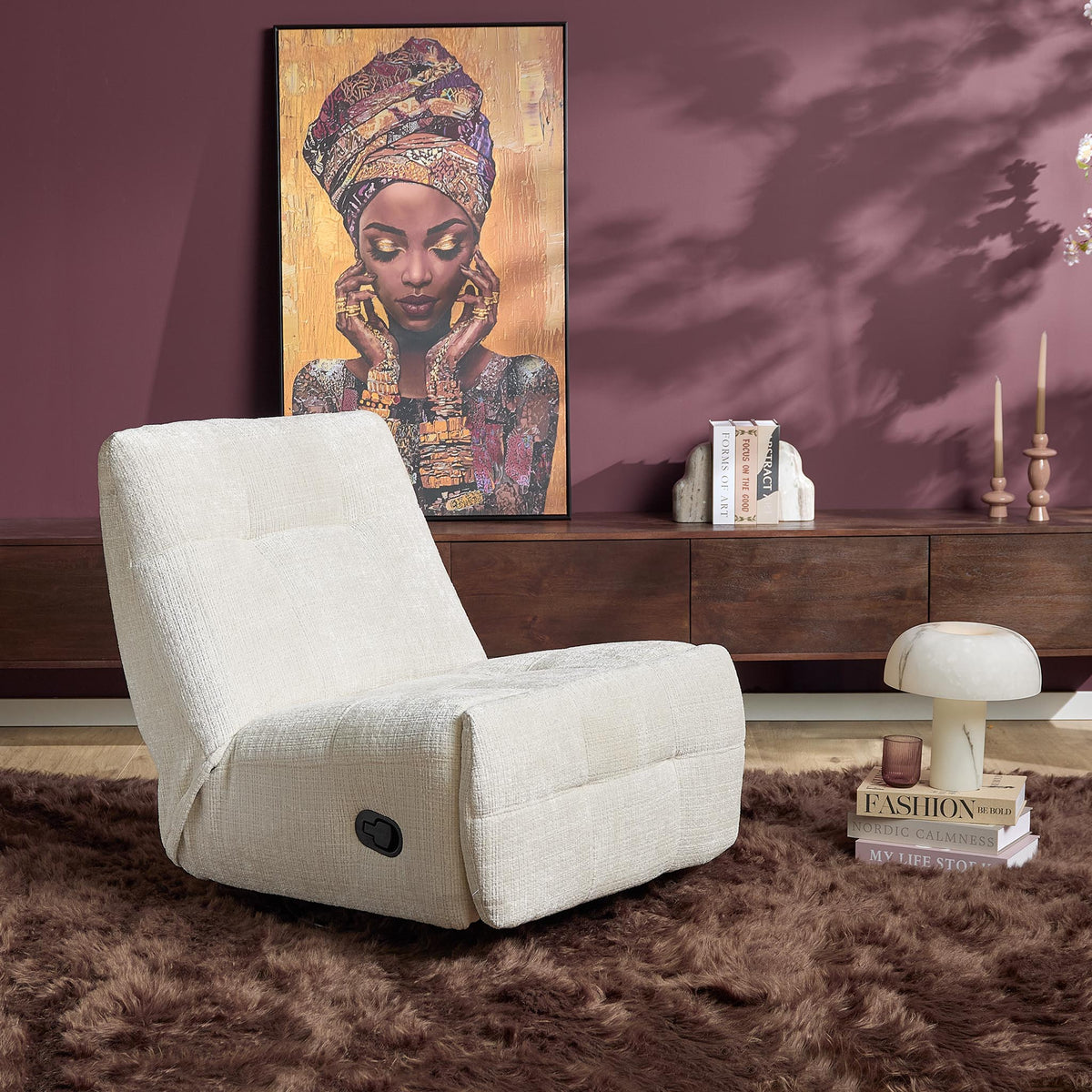 Recliner - Upholstered Seat, Fabric Cover, Metal Frame - Chill | Starfurn